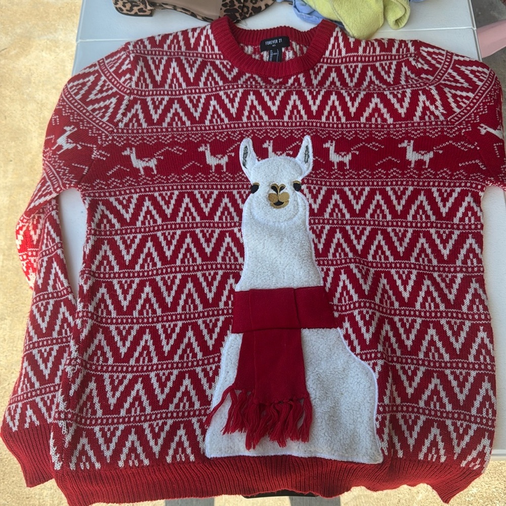 large christmas sweater llama